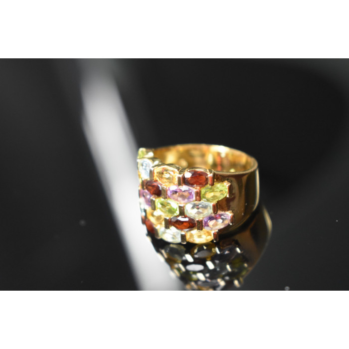 Sky Jewelry Серебряное кольцо в позолоте с натуральными камнями