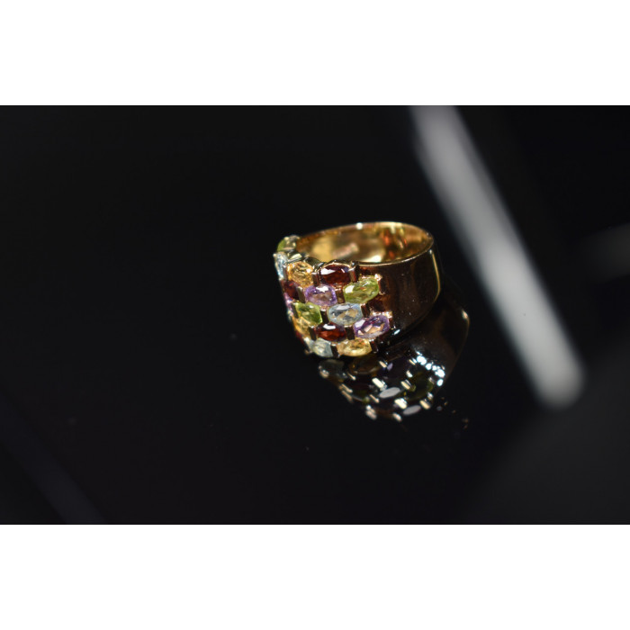 Sky Jewelry Серебряное кольцо в позолоте с натуральными камнями