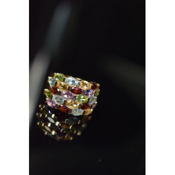 Sky Jewelry Серебряное кольцо в позолоте с натуральными камнями