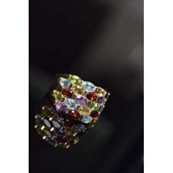 Sky Jewelry Серебряное кольцо в позолоте с натуральными камнями