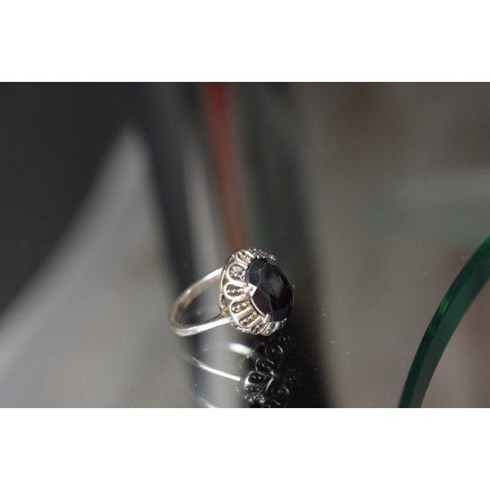 Sky Jewelry Серебряное кольцо с Черным Турмалином (Шерл)