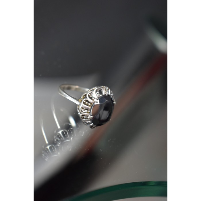 Sky Jewelry Серебряное кольцо с Черным Турмалином (Шерл)