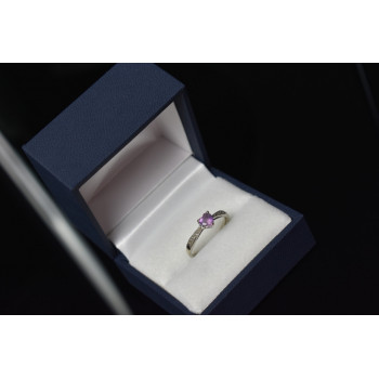 Sky Jewelry Золотое кольцо 10К (417 проба) с Аметистом и бриллиантами