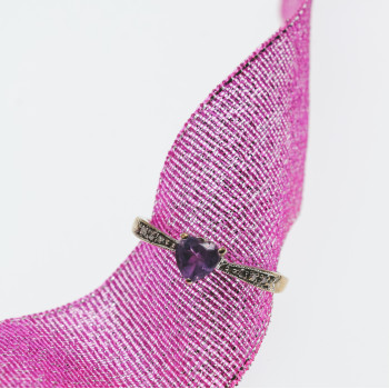 Sky Jewelry Золотое кольцо 10К (417 проба) с Аметистом и бриллиантами