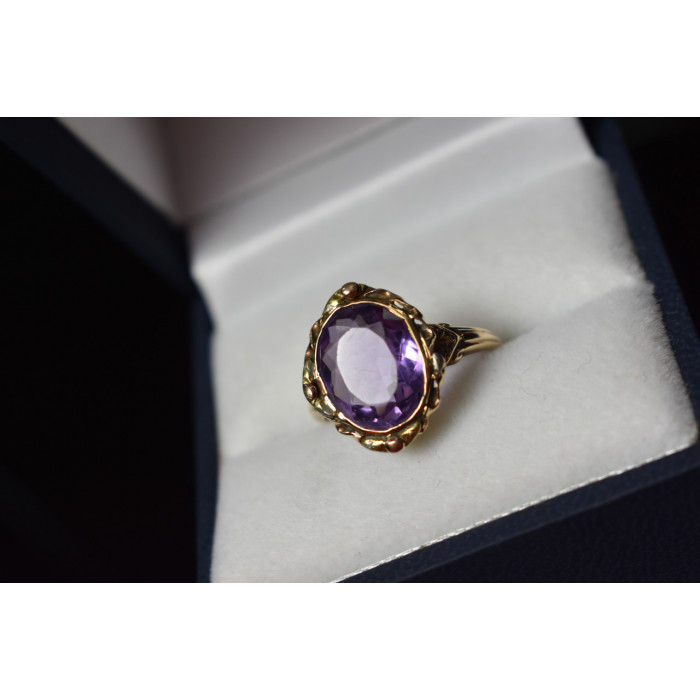 Sky Jewelry Золотое кольцо 10К (417 проба) с Фиолетовым Турмалином