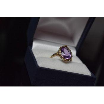 Sky Jewelry Золотое кольцо 10К (417 проба) с Фиолетовым Турмалином