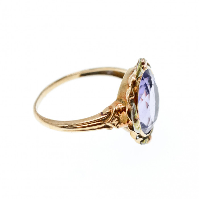 Sky Jewelry Золотое кольцо 10К (417 проба) с Фиолетовым Турмалином