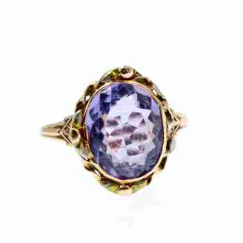 Sky Jewelry Золотое кольцо 10К (417 проба) с Фиолетовым Турмалином
