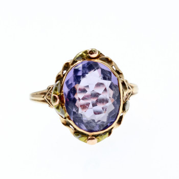 Sky Jewelry Золотое кольцо 10К (417 проба) с Фиолетовым Турмалином