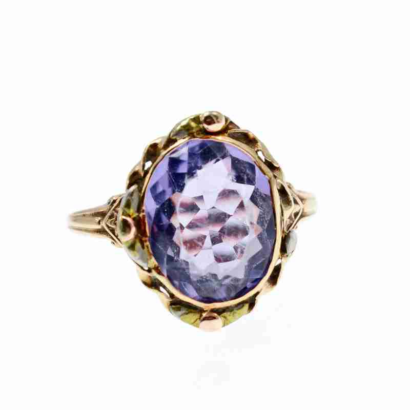 Sky Jewelry Золотое кольцо 10К (417 проба) с Фиолетовым Турмалином