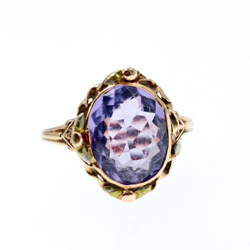 Sky Jewelry Золотое кольцо 10К (417 проба) с Фиолетовым Турмалином