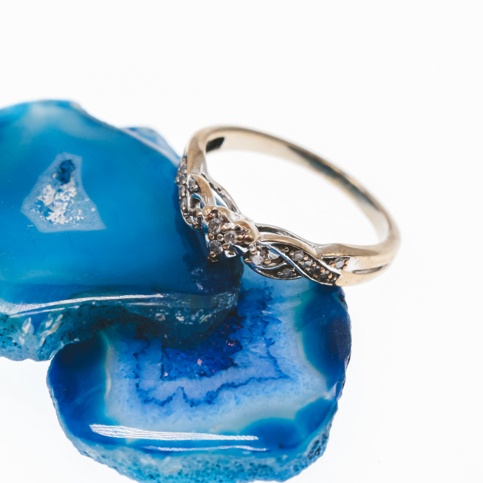 Sky Jewelry Золотое кольцо 10К (417 проба) с бриллиантами