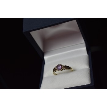 Sky Jewelry Золотое кольцо 10К (417 проба) с Аметистом и бриллиантами