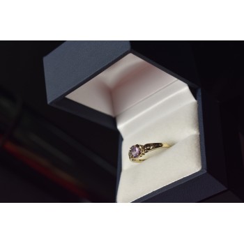 Sky Jewelry Золотое кольцо 10К (417 проба) с Аметистом и бриллиантами