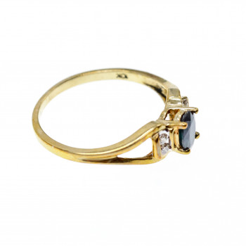 Sky Jewelry Золотое кольцо 10К (417 проба) с Синей Шпинелью и бриллиантами