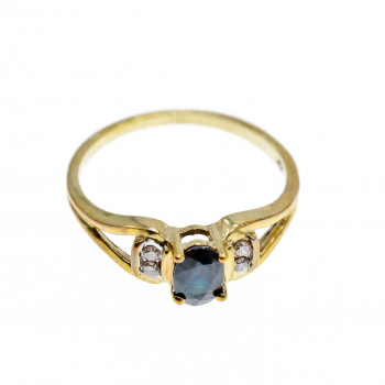 Sky Jewelry Золотое кольцо 10К (417 проба) с Синей Шпинелью и бриллиантами