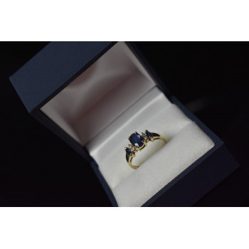 Sky Jewelry Золотое кольцо 14К (585 проба) с Сапфиром и бриллиантами