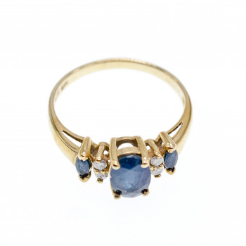 Sky Jewelry Золотое кольцо 14К (585 проба) с Сапфиром и бриллиантами