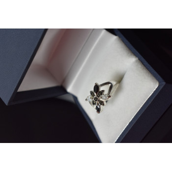 Sky Jewelry Серебряное кольцо 925 пробы с Черной Шпинелью и фианитами