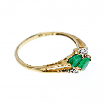 Sky Jewelry Золотое кольцо 10К (417 проба) с Изумрудом и бриллиантами