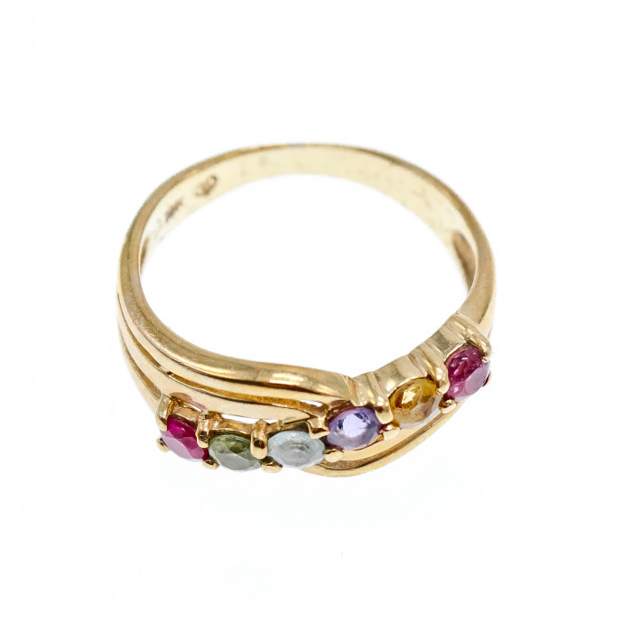 Sky Jewelry Золотое кольцо 10К (417 проба) с натуральными камнями