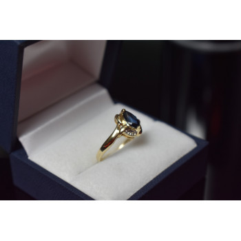 Sky Jewelry Золотое кольцо 10К (417 проба) с Синим Топазом и бриллиантами