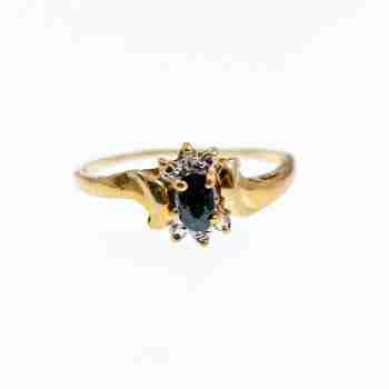 Sky Jewelry Золотое кольцо 10К (417 проба) с камнем Шпинель и бриллиантами