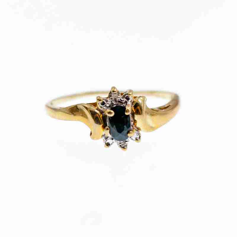 Sky Jewelry Золотое кольцо 10К (417 проба) с камнем Шпинель и бриллиантами