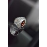 Sky Jewelry Серебряное кольцо 925 проба с Гранатом и камнями Морион