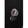 Sky Jewelry Серебряное кольцо 925 проба с Гранатом и камнями Морион