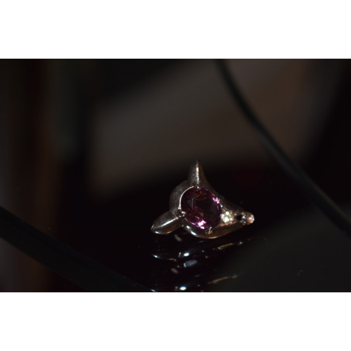 Sky Jewelry Серебряная брошь-кулон с аметистом и фианитом