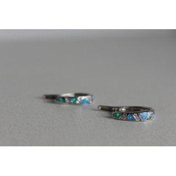 Sky Jewelry Серебряные серьги с опалом и фианитами