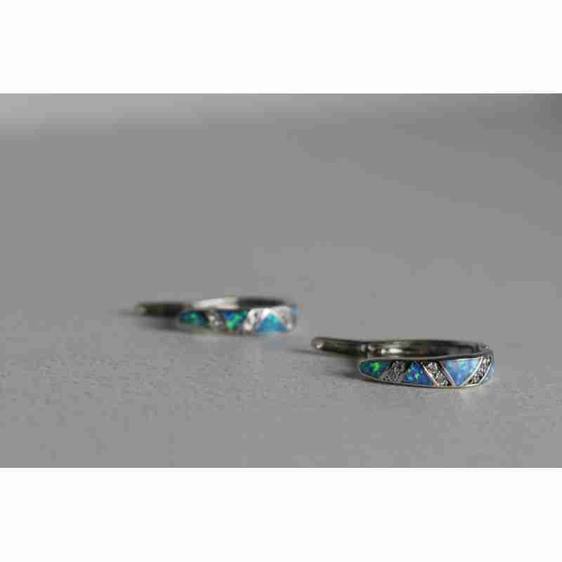 Sky Jewelry Серебряные серьги с опалом и фианитами
