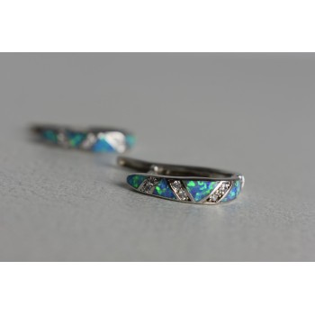 Sky Jewelry Серебряные серьги с опалом и фианитами