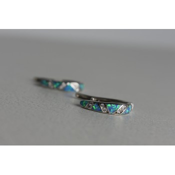 Sky Jewelry Серебряные серьги с опалом и фианитами