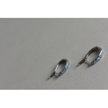Sky Jewelry Серебряные серьги с опалом и фианитами