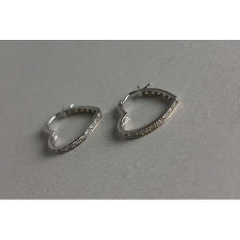 Sky Jewelry Серебряные серьги *Сердце* с фианитами