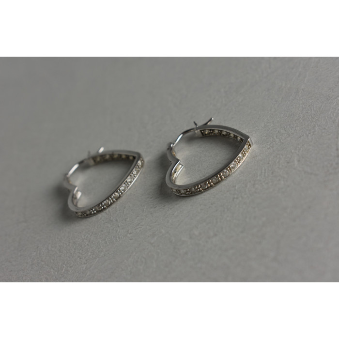 Sky Jewelry Серебряные серьги *Сердце* с фианитами