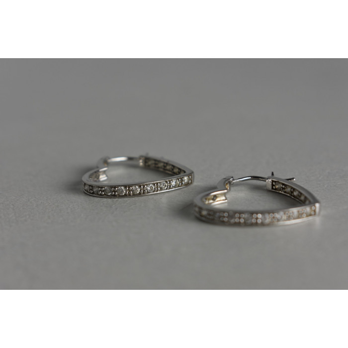 Sky Jewelry Серебряные серьги *Сердце* с фианитами