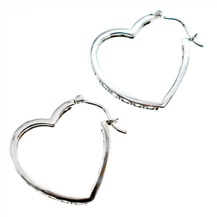 Sky Jewelry Серебряные серьги *Сердце* с фианитами