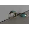 Sky Jewelry Серебряные серьги с Бирюзой и камнями Морион