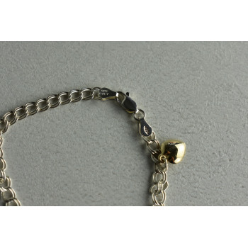 Sky Jewelry Серебряный браслет с золотым Сердцем 14К (585 проба)