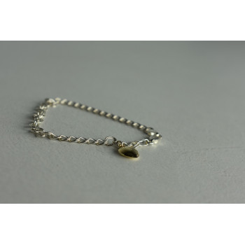 Sky Jewelry Серебряный браслет с золотым Сердцем 14К (585 проба)