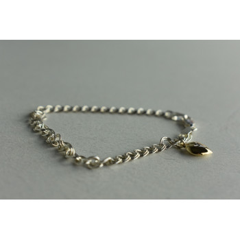 Sky Jewelry Серебряный браслет с золотым Сердцем 14К (585 проба)