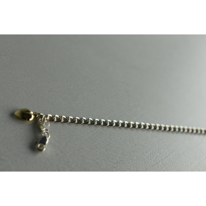 Sky Jewelry Серебряный браслет с золотым Сердцем 14К (585 проба)