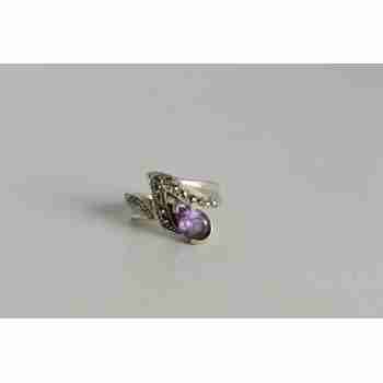Sky Jewelry Серебряное кольцо с камнями Аметист и Морион