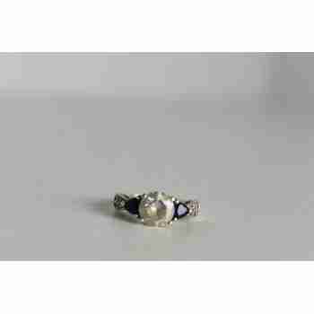 Sky Jewelry Серебряное кольцо с Бесцветным Турмалином *АХРОИТ* и сапфирами
