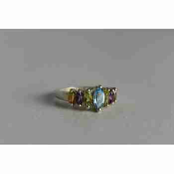 Sky Jewelry Серебряное кольцо 925 пробы с разноцветными натуральными камнями