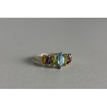 Sky Jewelry Серебряное кольцо 925 пробы с разноцветными натуральными камнями