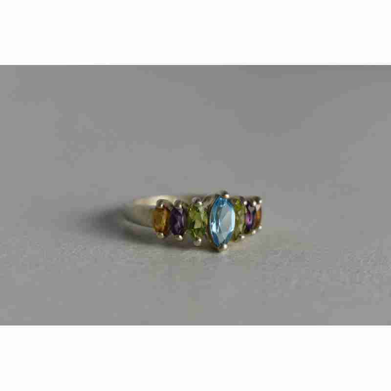 Sky Jewelry Серебряное кольцо 925 пробы с разноцветными натуральными камнями